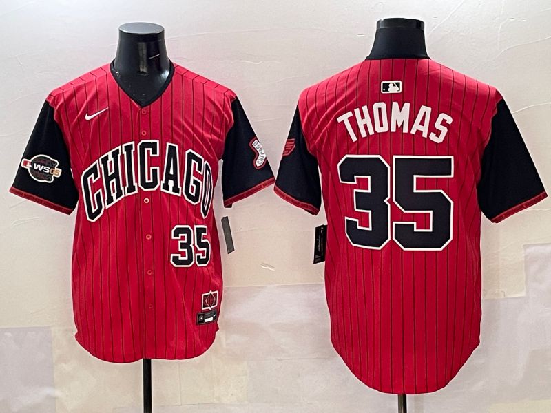 Men Chicago White Sox #35 Thomas Red Stripe Joint Name 2025 Nike MLB Jersey style 12->colorado rockies->MLB Jersey